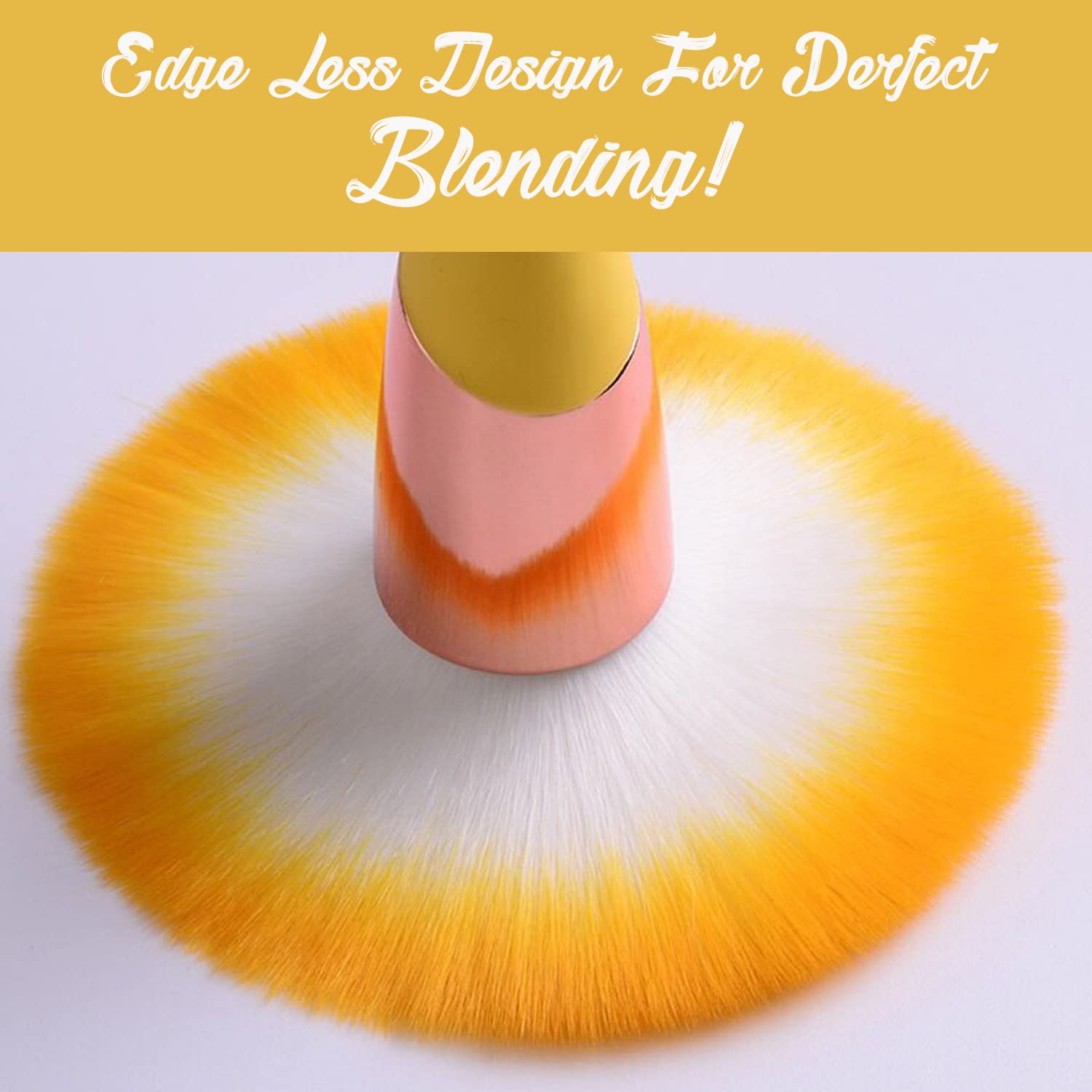 Zureni Large Soft Makeup Brush - Professional Powder Foundation Brush with Stylish Golden Handle - Ideal for Liquid, Powder & Mineral Cosmetics Application - Perfect for Everyday Makeup & Professional Use