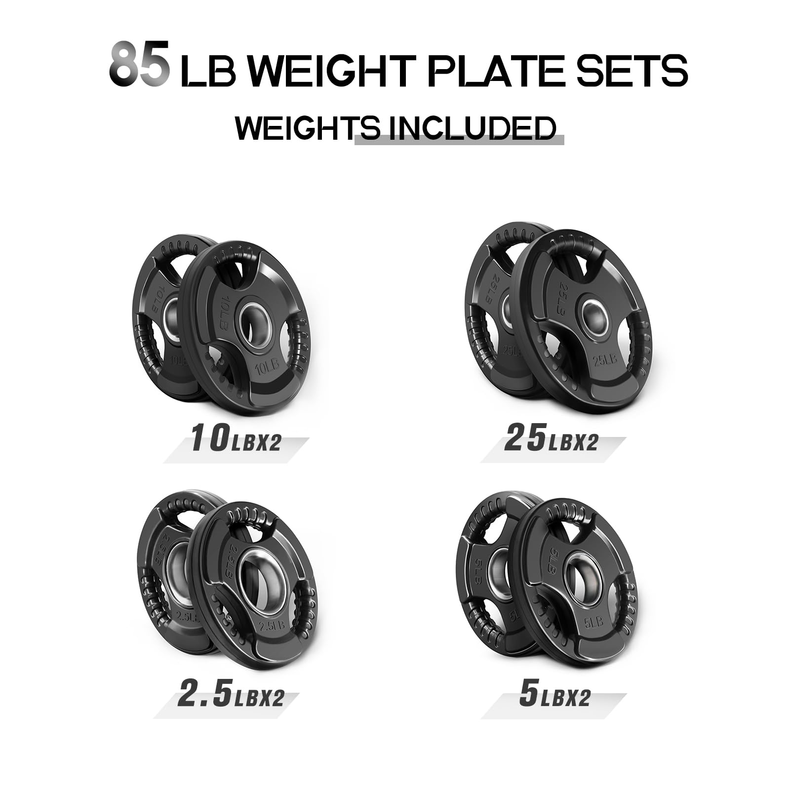 RitFit Olympic Rubber Grip Plates for Barbell - 2-Inch Weight Plates (2.5/5/10/25/35/45 LB) - Durable Home & Gym Weightlifting Equipment for Strength Training - Perfect for CrossFit, Powerlifting and Home Workouts
