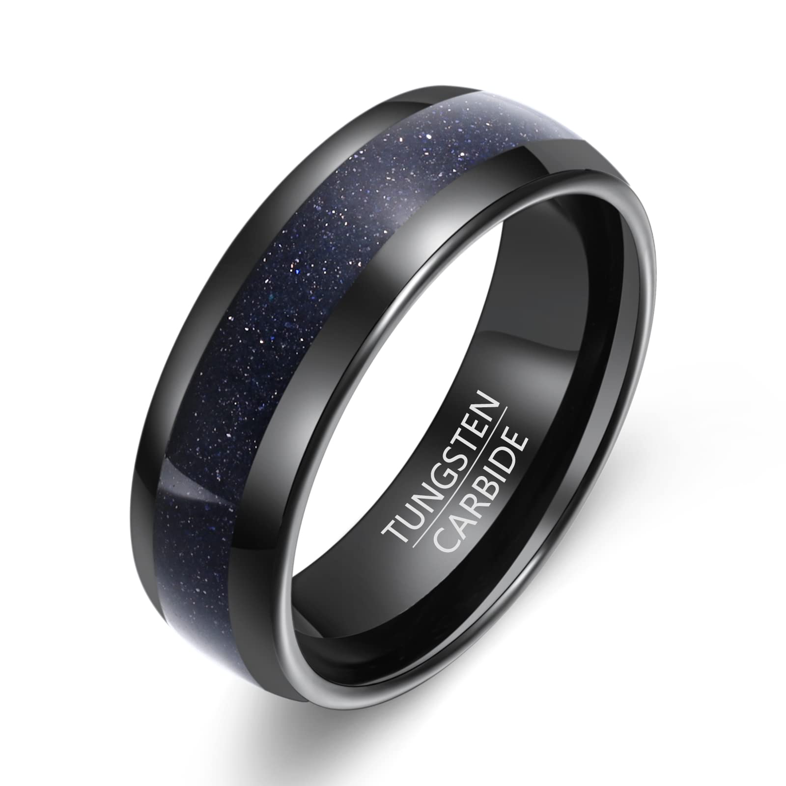 Black Tungsten Wedding Rings for Men & Women - 8mm & 5mm His & Hers Matching Bands with Free Engraving - Great Rift Nebula Design - Perfect for Engagement, Anniversary & Couple Jewelry Gifts