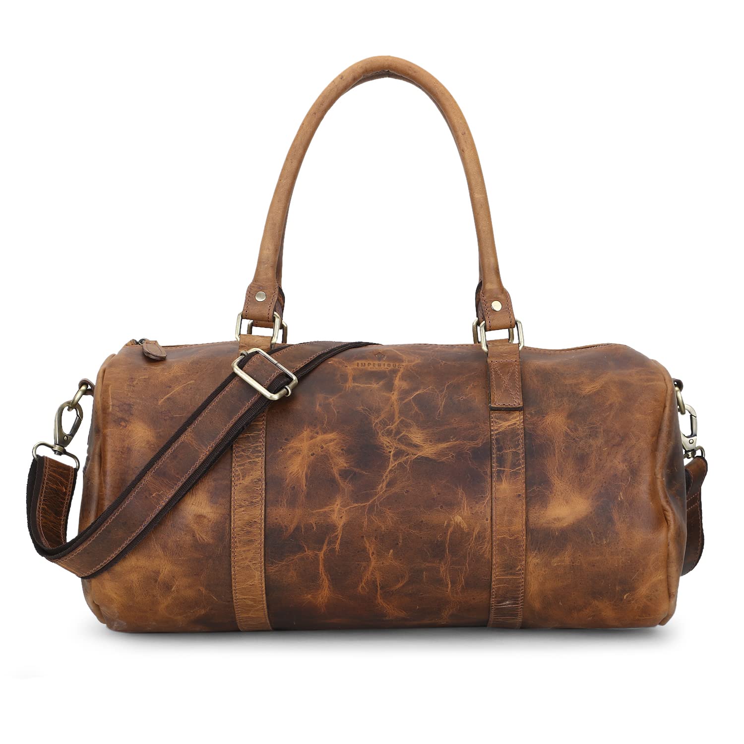 Premium Handmade Full Grain Leather Duffle Bag for Travel - Weekender Overnight Luggage Carry-On with YKK Zippers (Tan Brown) | Perfect for Business Trips, Weekend Getaways & Gym Essentials
