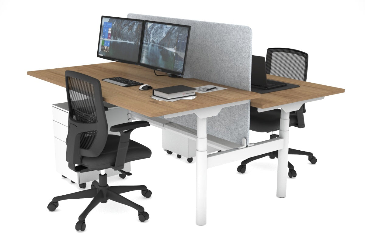 Flexi Premium Height Adjustable 2-Person H Bench Workstation - White Frame [1800L x 800W with Cable Management] - Ideal for Office, Home Workspace & Collaborative Environments