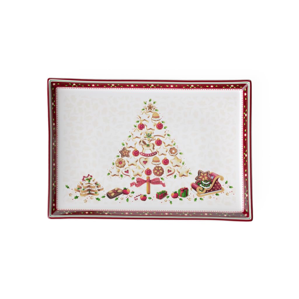 Villeroy & Boch Winter Bakery Delight Porcelain Cake Plate - Premium Christmas Gift & Entertaining Serveware - Dishwasher & Microwave Safe - 15.3 x 10.4 Inches - Perfect for Holiday Desserts, Afternoon Tea & Special Occasions