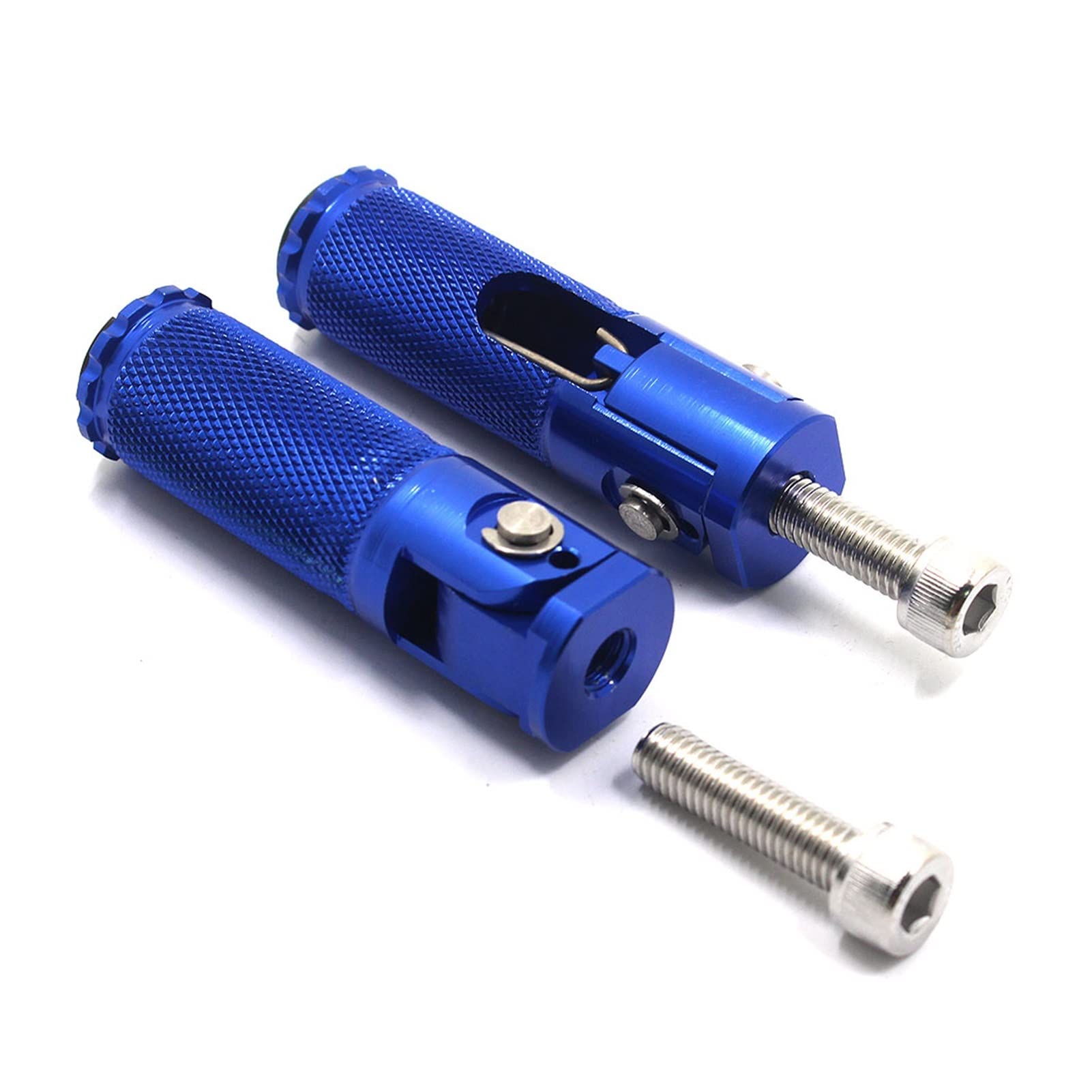 Universal Motorcycle Racing Folding Footpegs - CNC Replacement Footrests for Sport Bikes (Blue) - Durable Rear Pedals for Track Racing & Street Riding