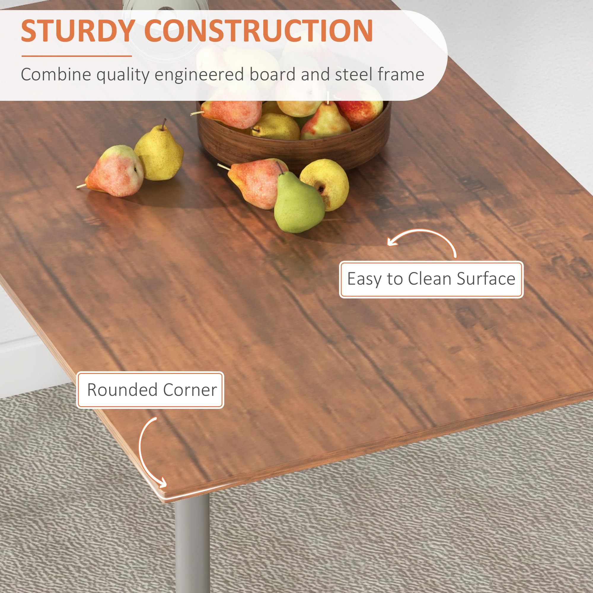 Modern 5-Piece Dining Table Set for 4 with Rectangular Table & 4 Chairs - Space-Saving Kitchen Furniture for Small Spaces, Dinettes & Breakfast Nooks - Perfect for Family Meals, Entertaining Guests & Daily Dining (Brown)