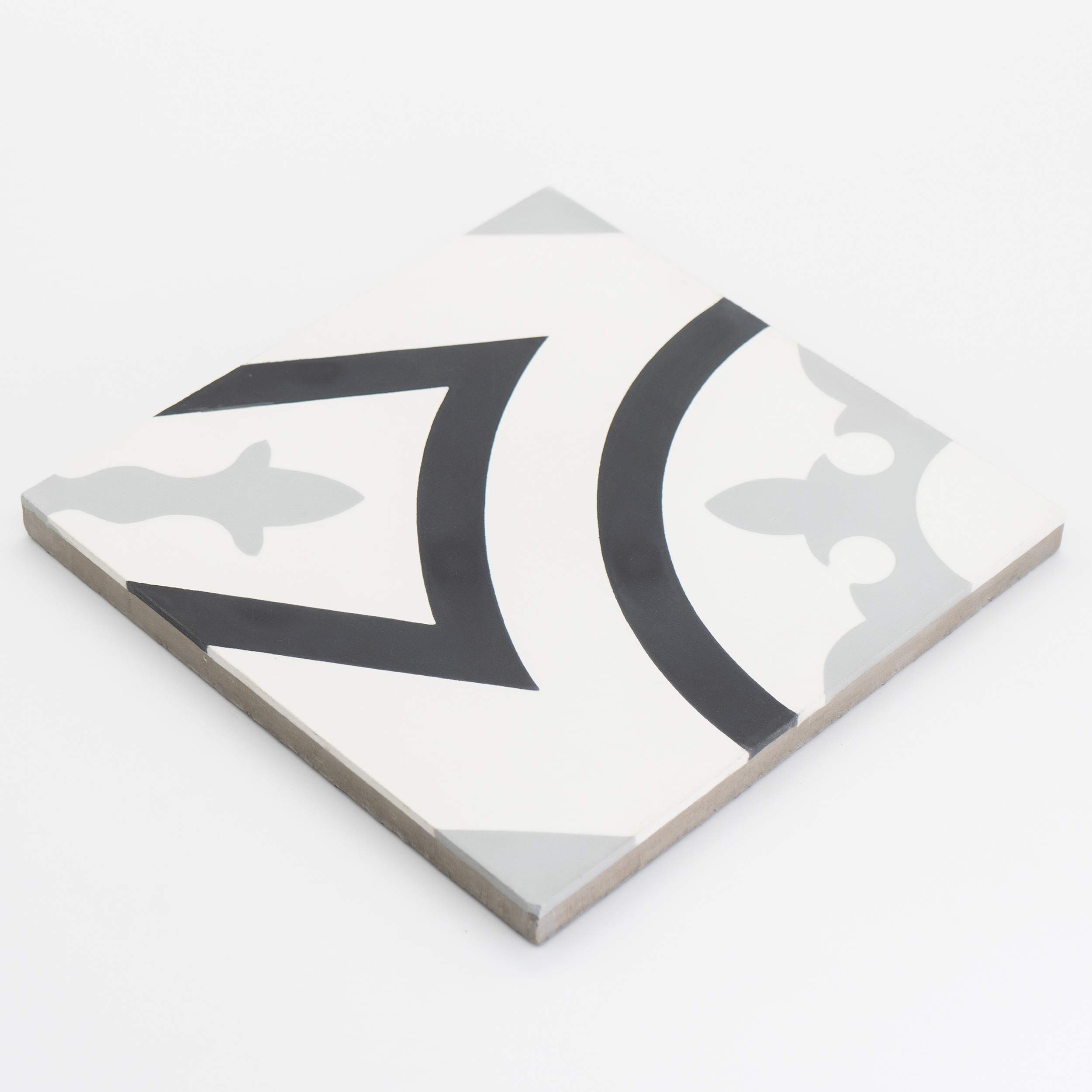 Handmade Moroccan Cement Tiles - Pack of 12 Black & Grey Mosaic Floor Tiles for Kitchen, Bathroom & Outdoor Patio Decor