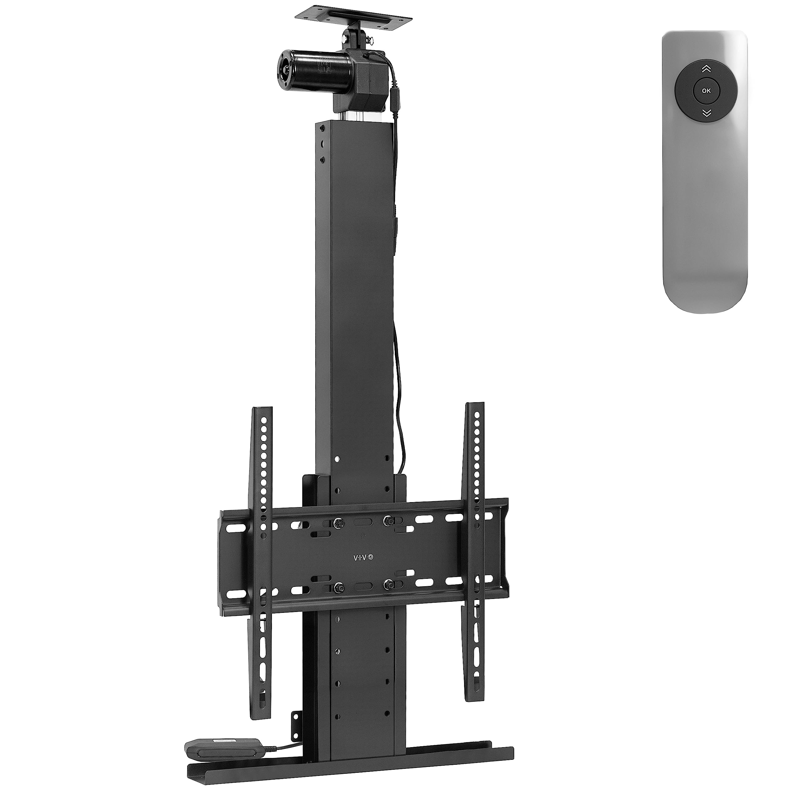 VIVO Electric Drop Down TV Mount for 32-55 Inch Screens - Motorized Ceiling Bracket with Remote Control, Space-Saving Design for Living Rooms, Bedrooms & Home Theaters (Black, MOUNT-E-DN55) - Perfect for Basements, Media Rooms and Commercial Spaces