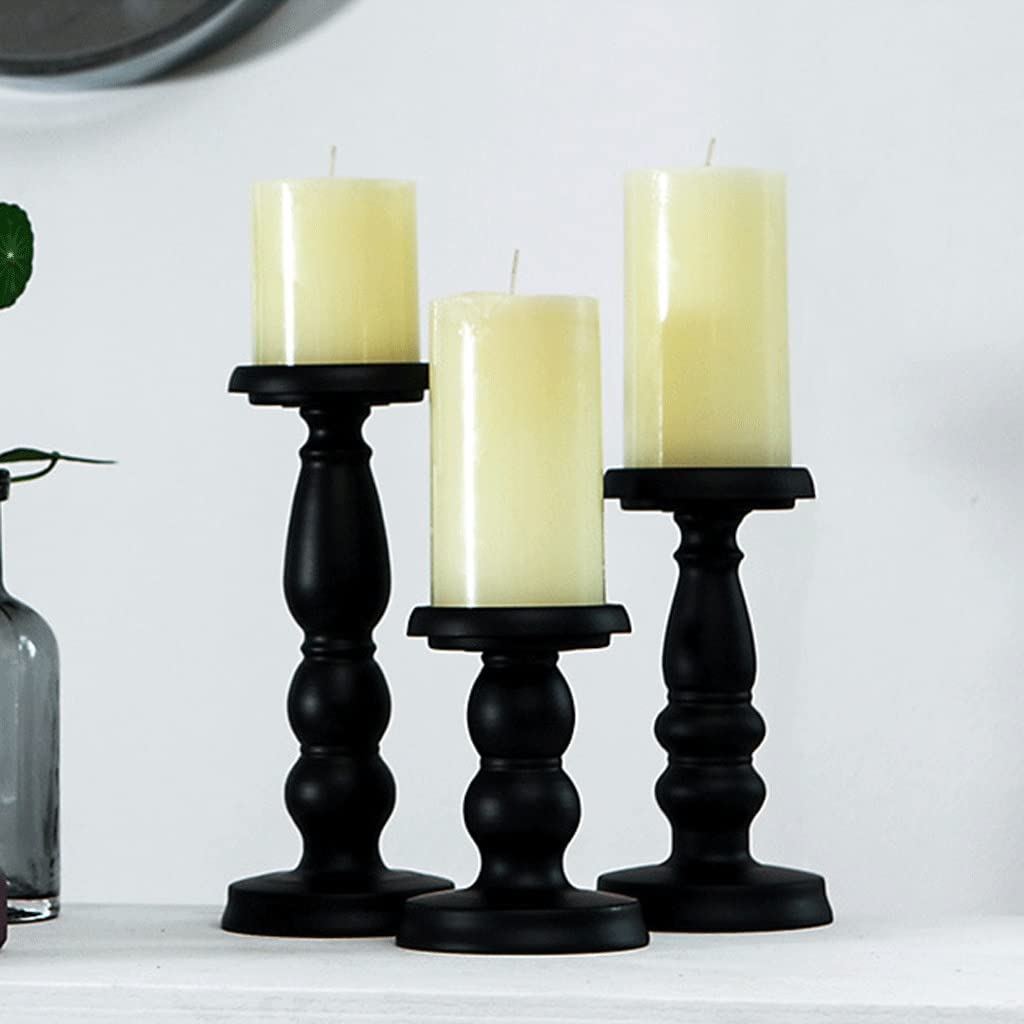 Nordic Minimalist Black Tapered Candle Holder - Elegant Pillar Candle Stand for Dining Table, Living Room, Kitchen Decor | Perfect for Romantic Dinners, Holiday Centerpieces & Cozy Home Ambiance
