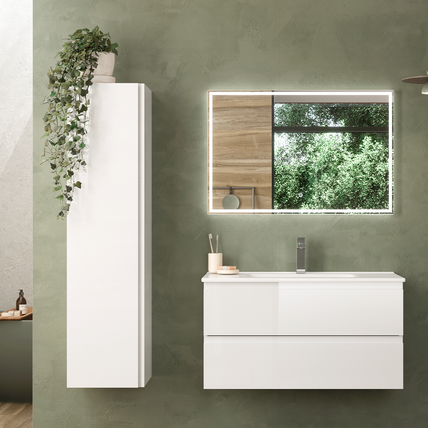 55 Inch Tall Pasadena Side Cabinet - Modern Storage Solution for Living Room, Bedroom, or Office