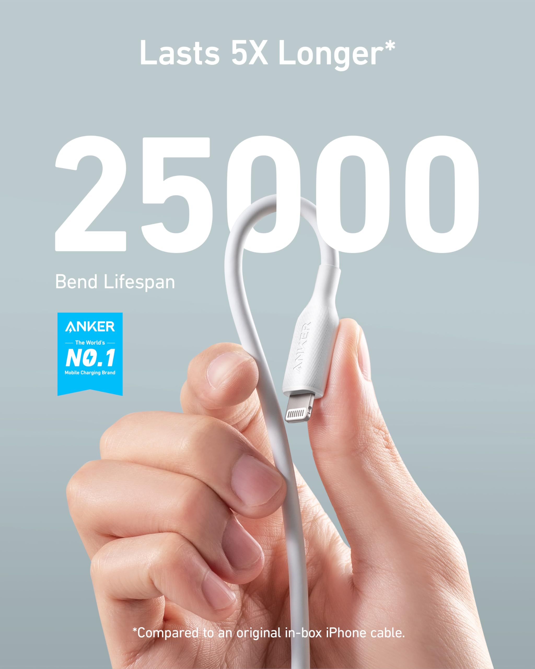 Anker Powerline III Lightning Cable - Ultra Durable MFi Certified USB A to Lightning Charging Cable for iPhone 14/13/12/11/SE/Xs/XR - Fast Charging & Data Sync (3FT, White) - Perfect for Home, Office & Travel Use
