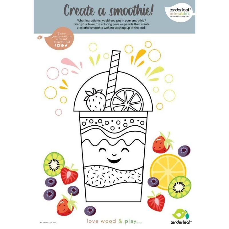 TenderLeaf Fruity Blender - Kids Pretend Play Toy Kitchen Set for Toddlers - Perfect for Imaginative Play & Learning Cooking Skills