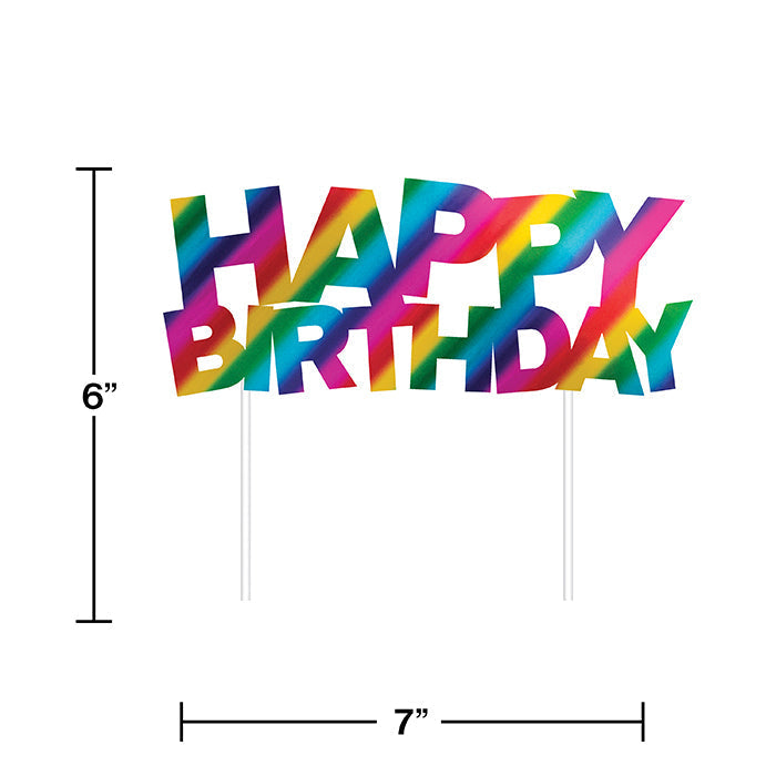 12-Piece Bulk Rainbow Foil Happy Birthday Cake Toppers - Perfect for Birthday Parties, Baby Showers & Wedding Celebrations