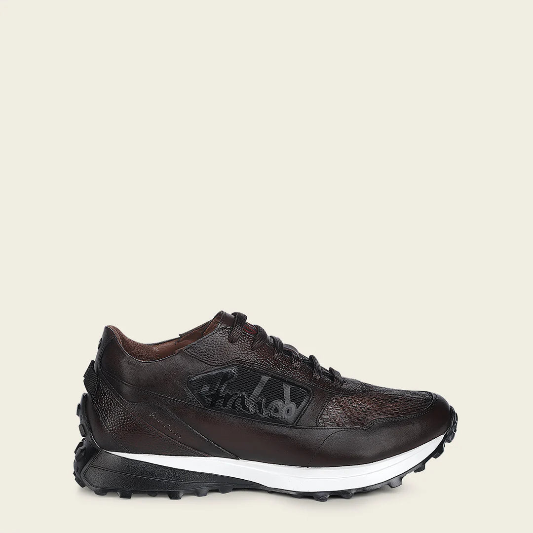 **Men's Cuadra Chocolate Casual Fashion Python Skin Sneakers - Stylish & Comfortable for Everyday Wear, Outings & Casual Events**