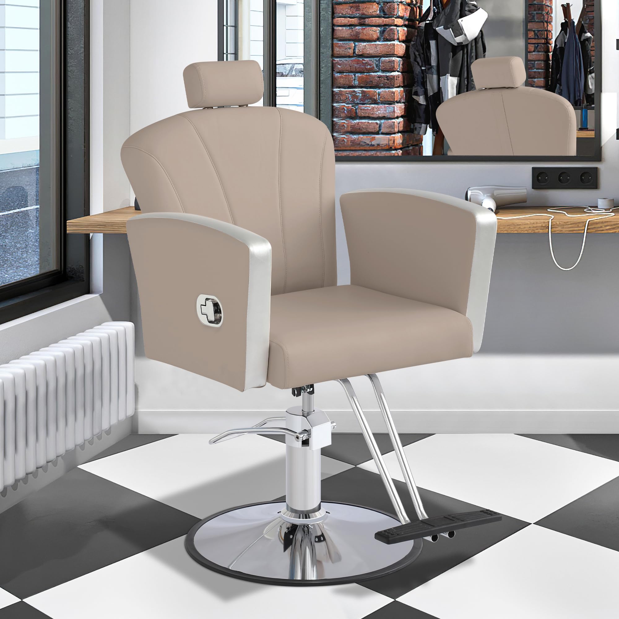 Premium Hydraulic Barber Chair - 360° Swivel Reclining Salon Chair with Adjustable Headrest & Footrest for Professional Hair Stylists | Heavy-Duty Hairdressing Chair for Barbershops & Beauty Salons | Ergonomic Design for Comfortable Haircuts & Styling Sessions