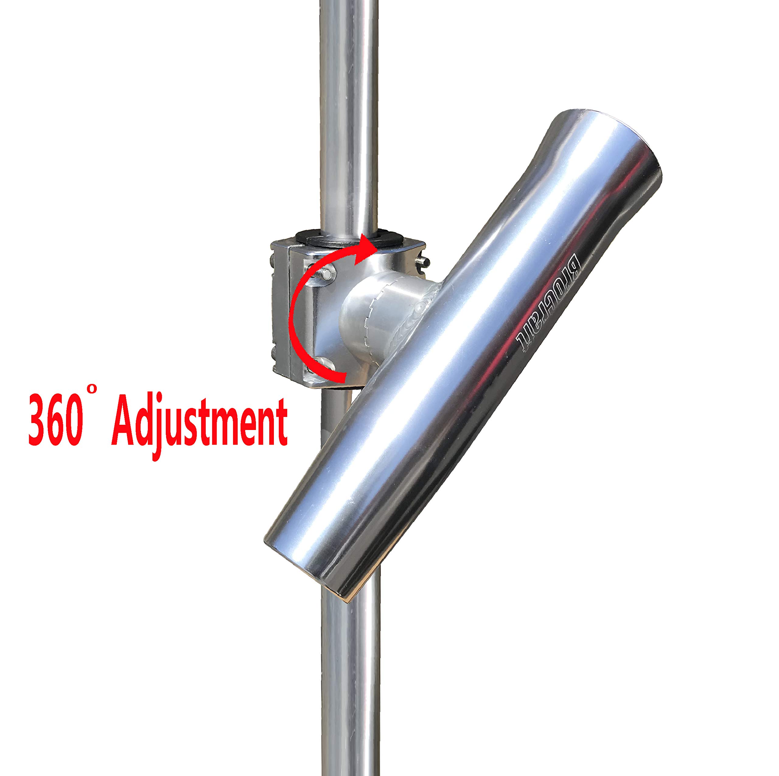 Brocraft Boat T-Top Rod Holder - Silver Aluminum Horizontal Mount Fishing Rod Holder for 1