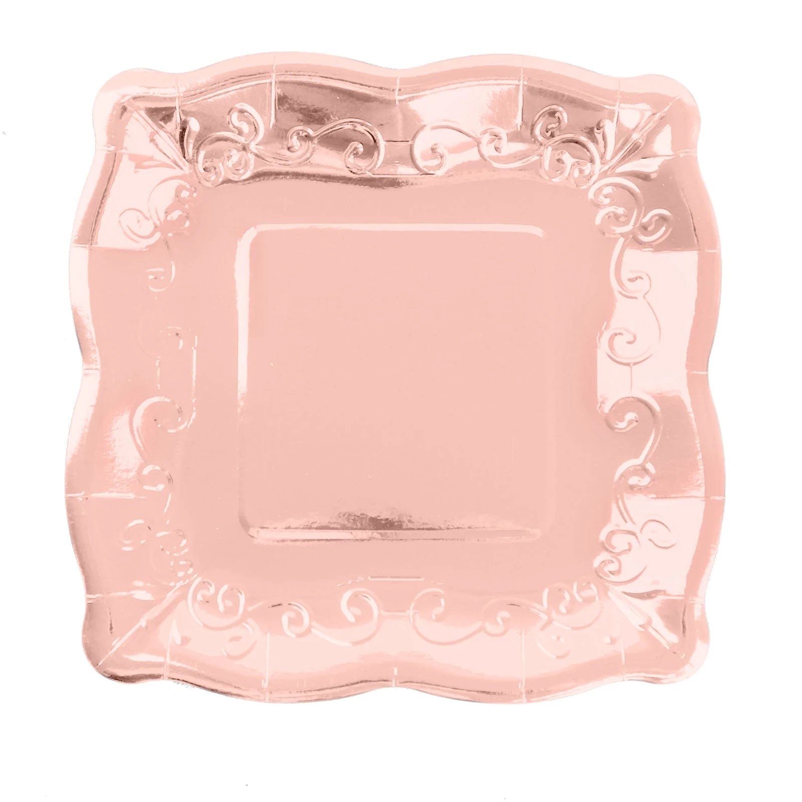 25 Pack Square Disposable Dessert Plates with Elegant Scroll Design - Perfect for Parties, Weddings, and Dinner Events