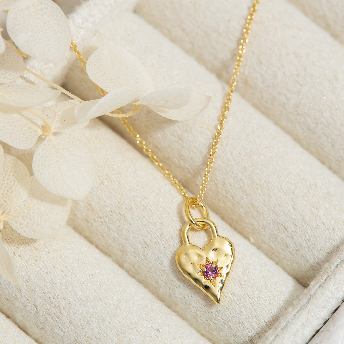 Pink Tourmaline Heart Necklace in 14K Gold - Romantic Jewelry Gift for Women, Valentine's Day & Anniversary Present