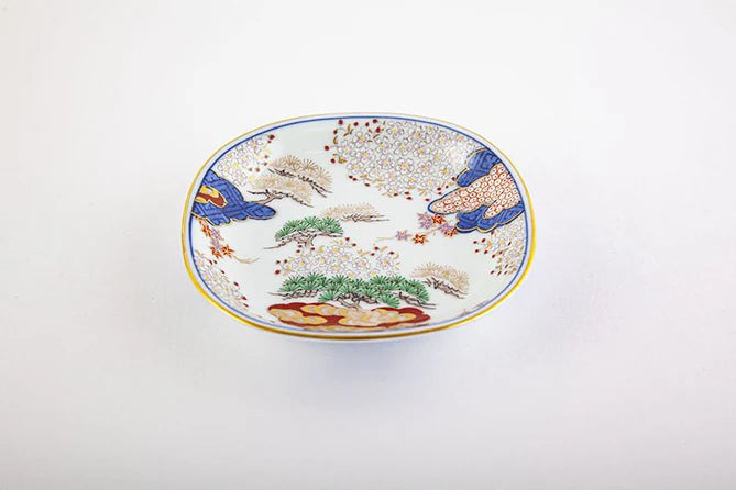 Arita Yaki Japanese Ceramic Small Plate - 11 cm (4.3 inches) Cherry Blossom, Maple & Pine Design - Elegant Dining, Tea Ceremony & Home Decor