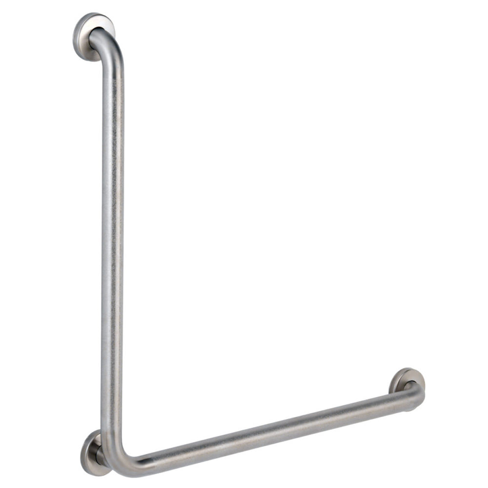 Bobrick B6898.99 L-Shaped Grab Bar 30-Inch Stainless Steel - ADA Compliant Bathroom Safety Handle for Shower & Toilet (Satin Finish) - Ideal for Elderly & Disabled Accessibility