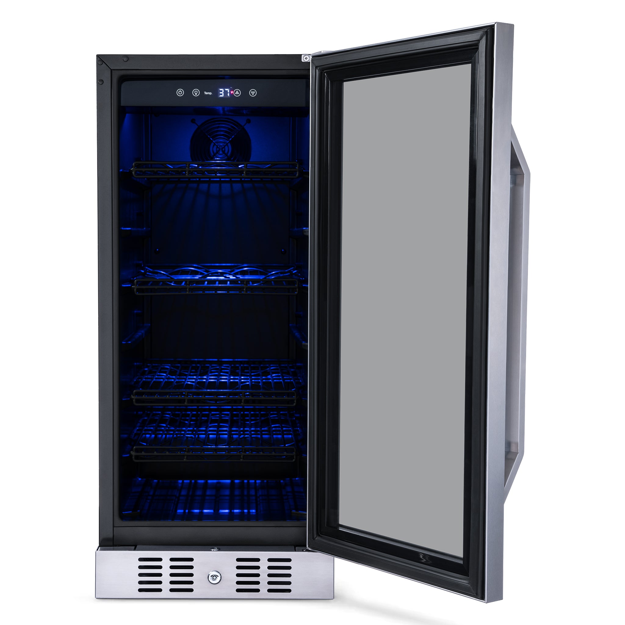 Newair® 80 Can 33 Bottle Stainless Steel Beverage Refrigerator - Built-In Cooler for Beer, Wine & Soda - Perfect for Home Bar, Office & Man Cave
