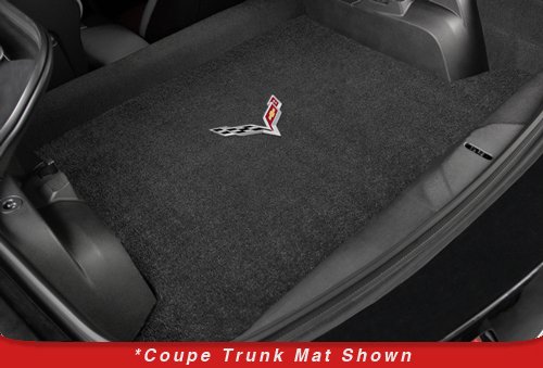 Premium All-Weather Floor Mats for 2014-2017 Chevy Corvette C7 Coupe - Jet Black with Crossed Flags Logo - Perfect for Daily Driving & Car Shows