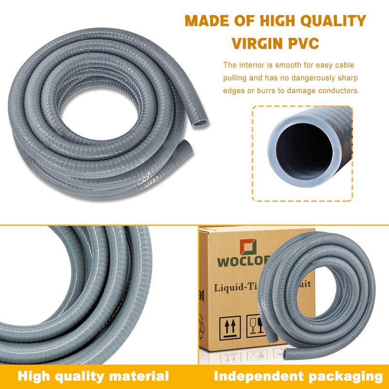 2 Inch 25 Foot Flexible PVC Non-Metallic Liquid-Tight Electrical Conduit - Waterproof Corrosion-Resistant Wiring Solution for Outdoor, Underground & Industrial Use