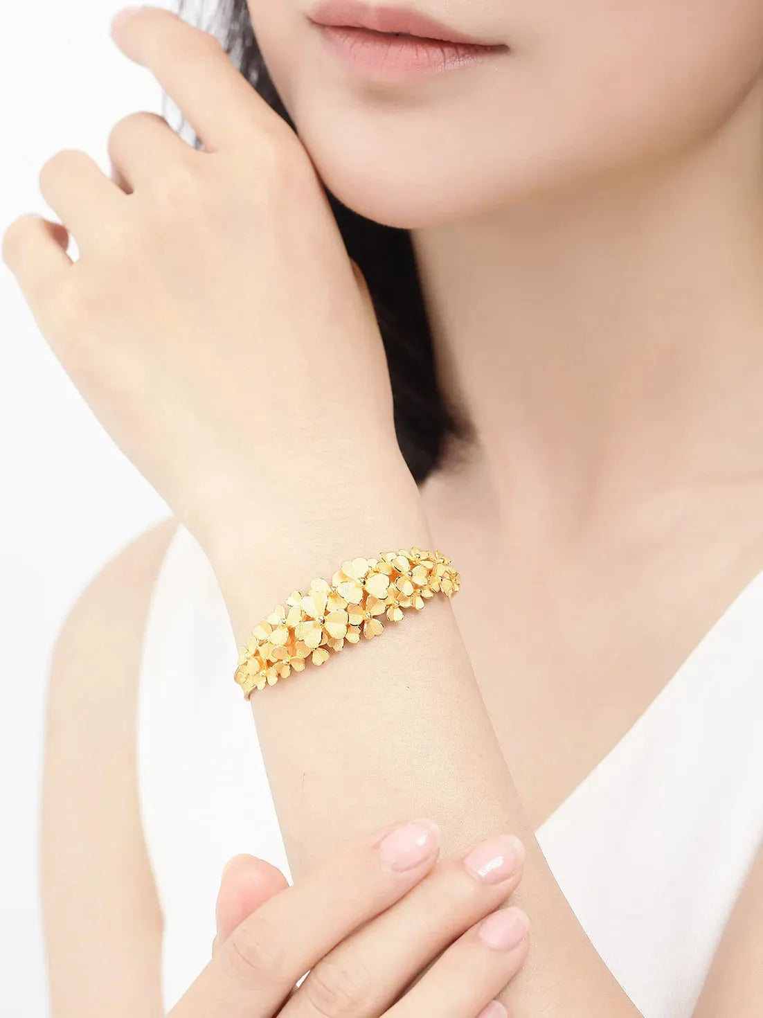 24K Pure Gold Bracelet for Women - 999 Solid Gold Bangle with Floral Design, Classic & Romantic Jewelry Gift (2023 New Arrival) - Perfect for Weddings, Anniversaries & Special Occasions