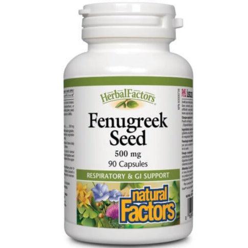 Natural Factors Fenugreek Seed 500mg 90 Capsules - Herbal Supplement for Lactation Support, Blood Sugar Balance & Digestive Health | Postpartum Nursing, Wellness & Ayurvedic Remedy