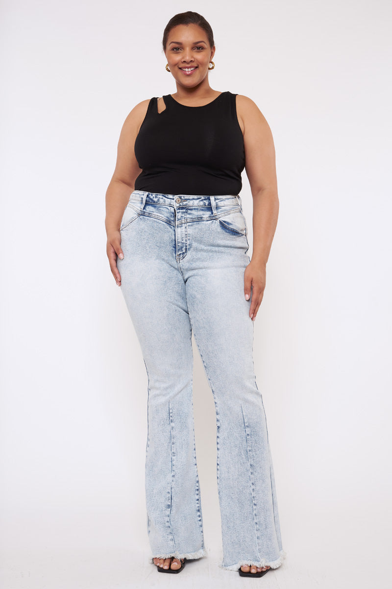 Cayla High Rise Flare Jeans for Women - Plus Size Stretchy Denim Pants - Perfect for Casual Wear, Date Night & Vintage Style Outfits