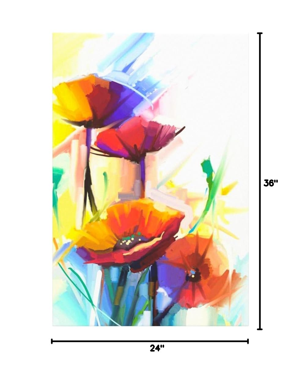 Abstract Oil Painting of Spring Flowers - Modern Canvas Wall Art Print (36x24 Inches) - Perfect for Living Room, Bedroom & Office Decor