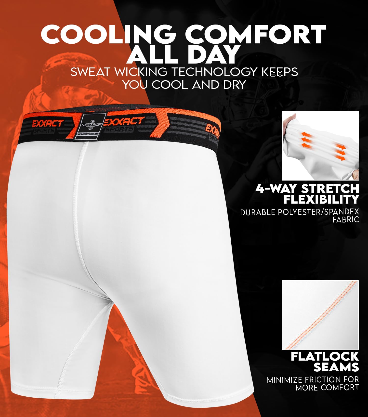 Men's Compression Shorts with Athletic Cup - Baseball, Football & Hockey Underwear for Sports