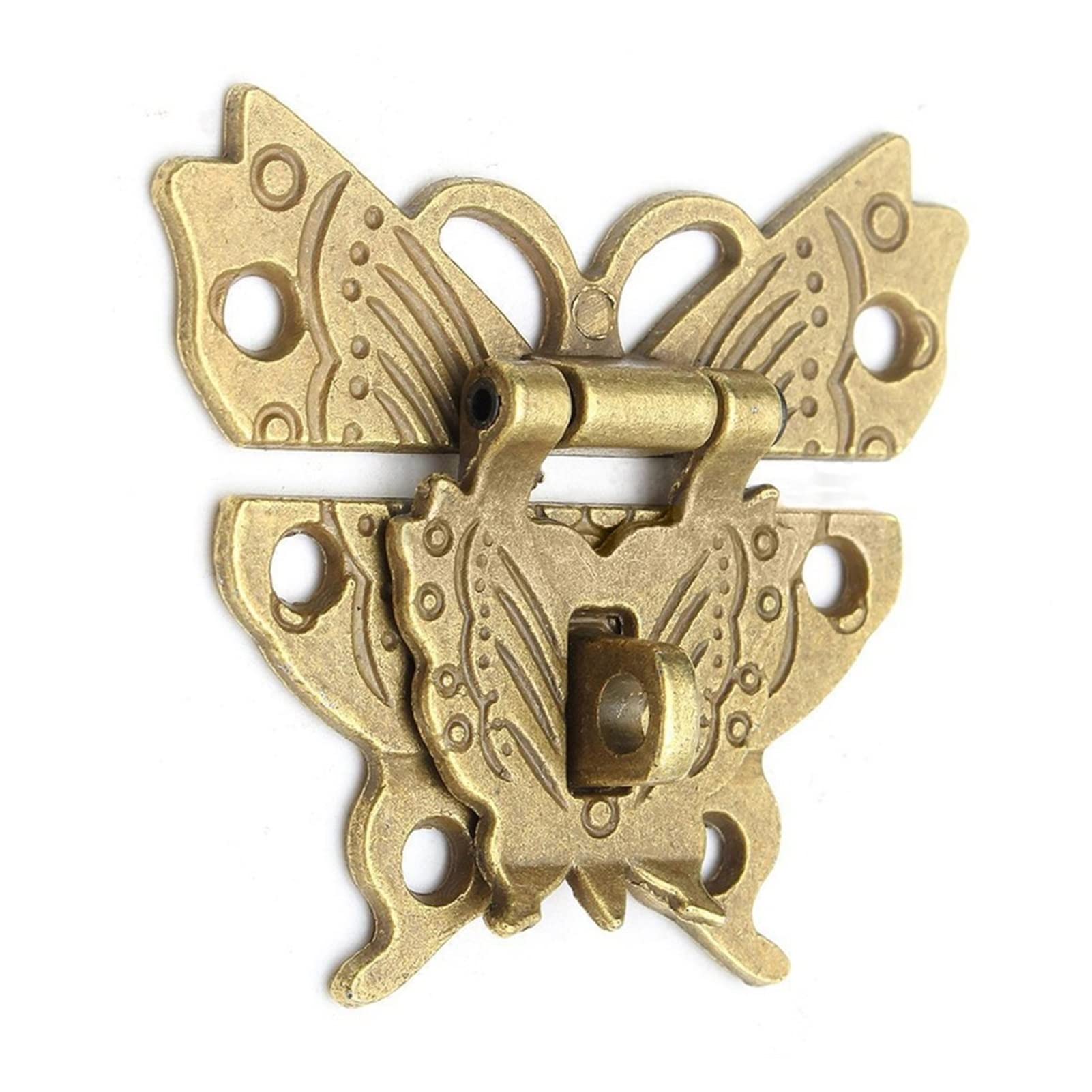 Vintage Alloy Butterfly Latch Lock - Decorative Hasp for Wooden Jewelry Boxes, Cabinets & Antique Furniture - Classic Retro Door Catch for Home Décor & Gift Packaging