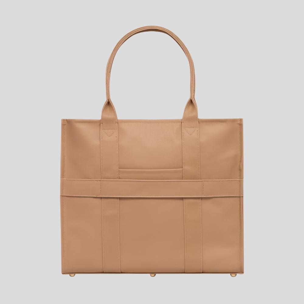 Large Bon Vivant Structured Tote Bag in Tan - Stylish & Spacious Handbag for Work, Travel & Everyday Use