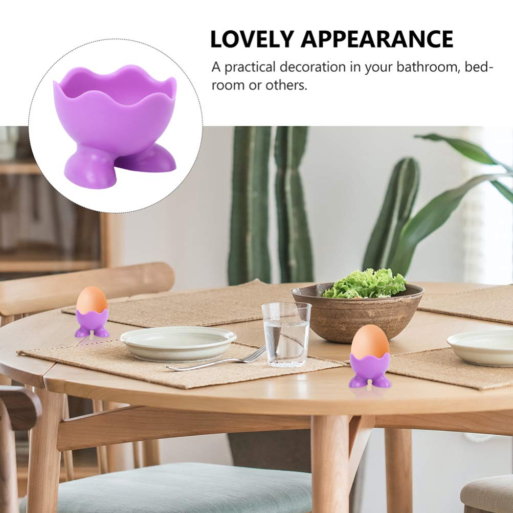 VOSAREA 8pcs Silicone Egg Holder Cups - Reusable Boiled Egg Stand with Egg Cooker & Eggcup - Perfect for Breakfast, Kitchen, Picnics & Camping