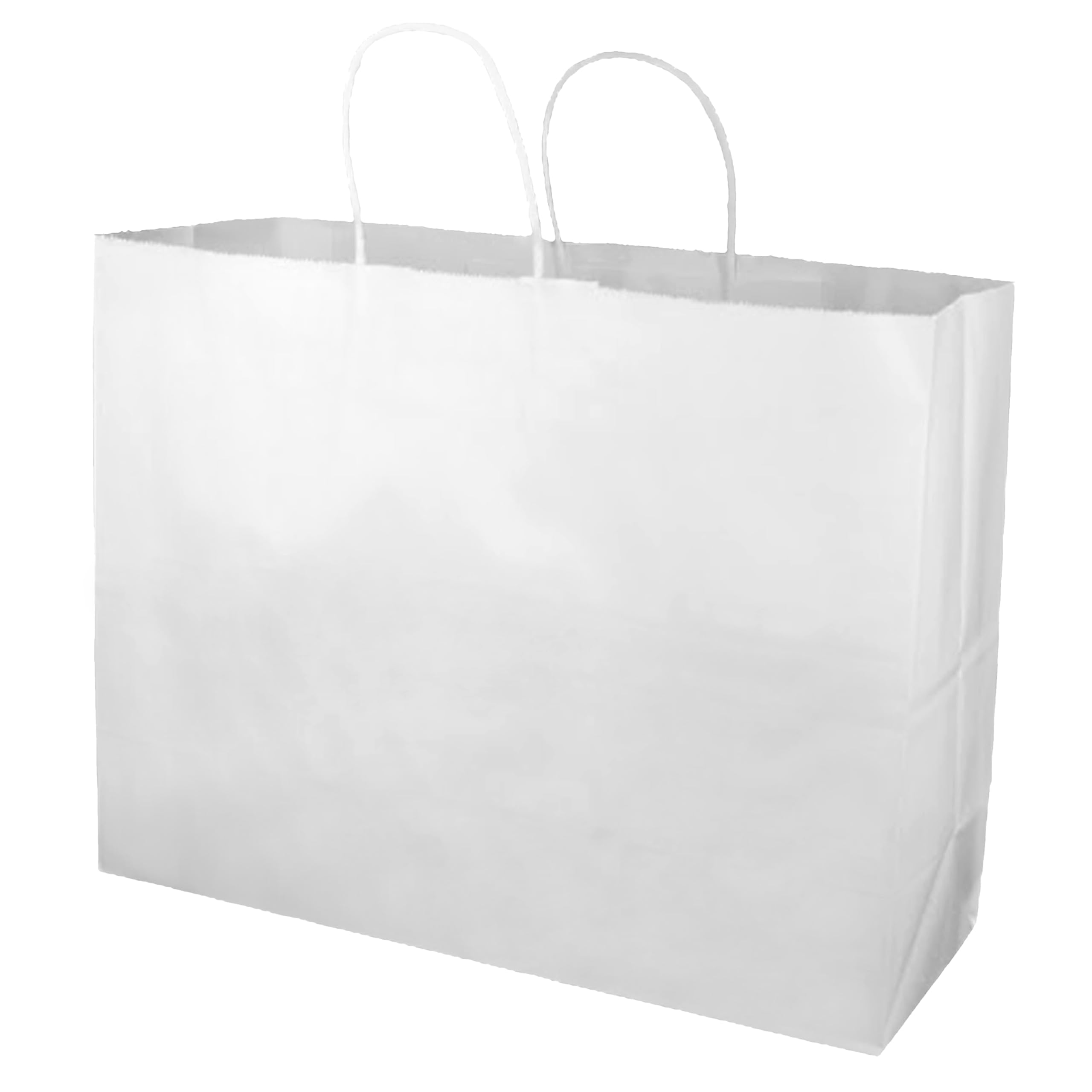 SSWBasics Large White Kraft Paper Bags with Handles - Bulk Pack of 100 Eco-Friendly Shopping Bags for Retail Stores, Gift Wrapping & Party Favors | Perfect for Boutiques, Weddings & Farmers Markets