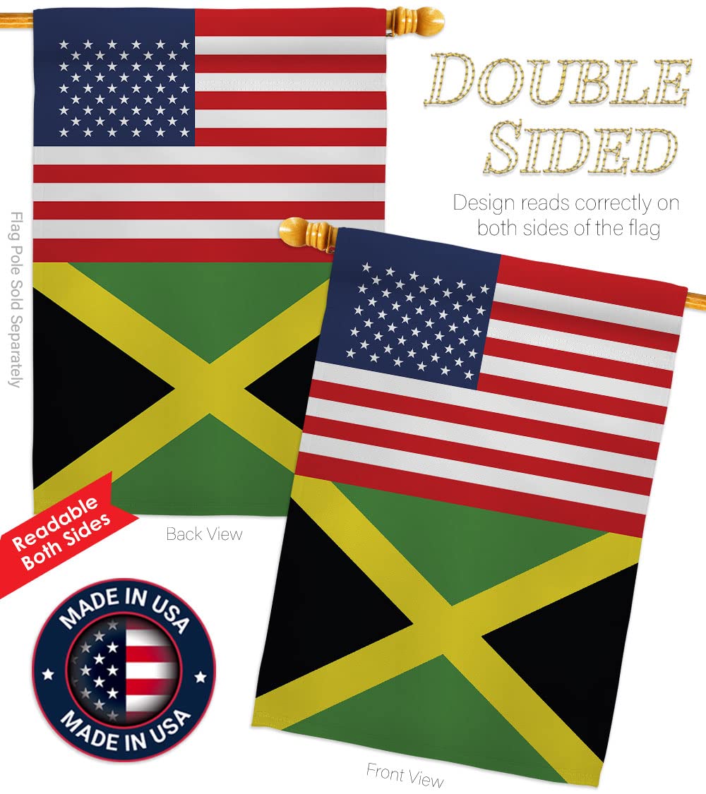 Americana Home & Garden Jamaica-US Friendship House Flag - Double-Sided Outdoor Decorative Banner for Yard, Garden & Patio - Made in USA - Perfect for International Country Pride & Regional Decor