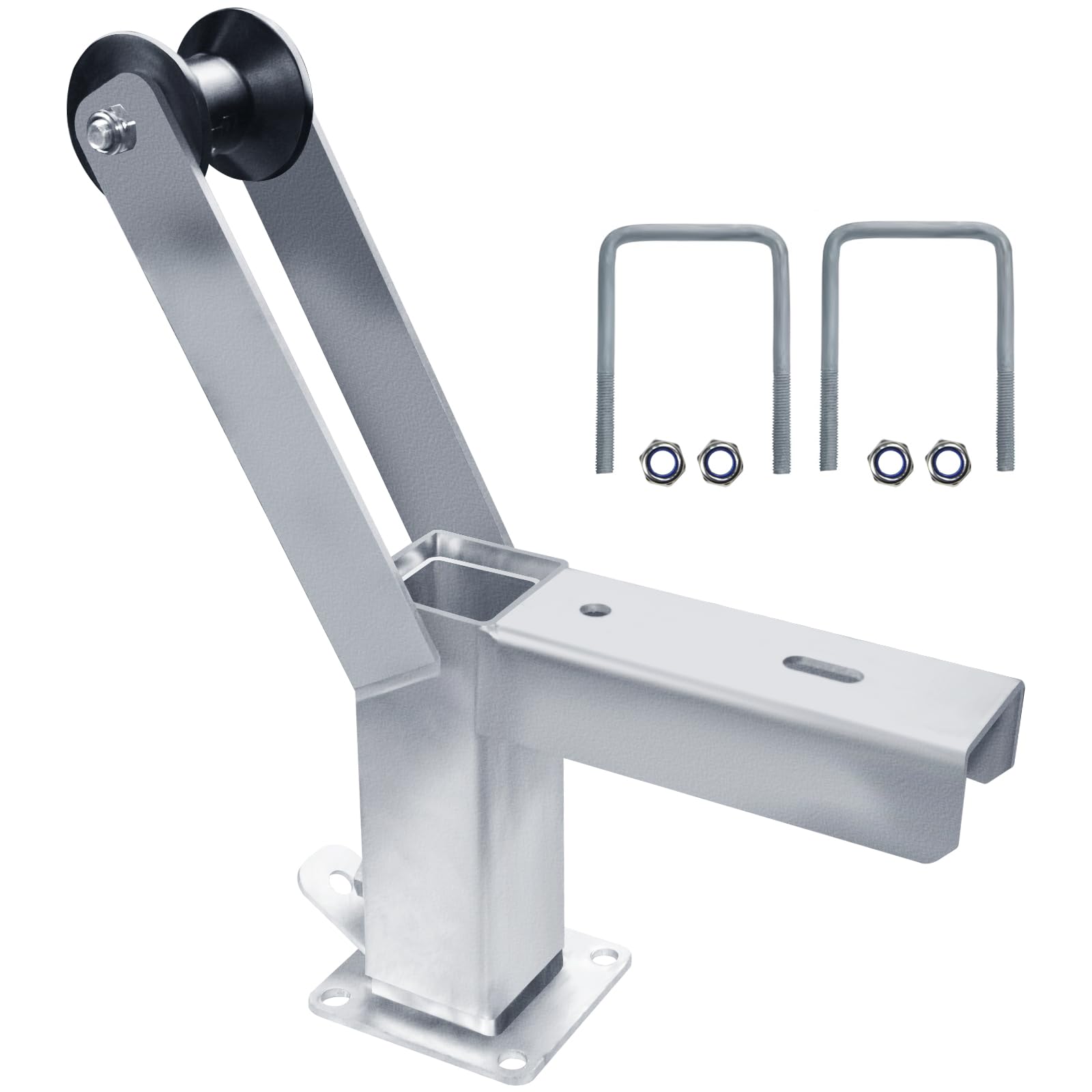 Heavy Duty Adjustable Galvanized Trailer Winch Stand with Roller & U-Bolts - Fits 3