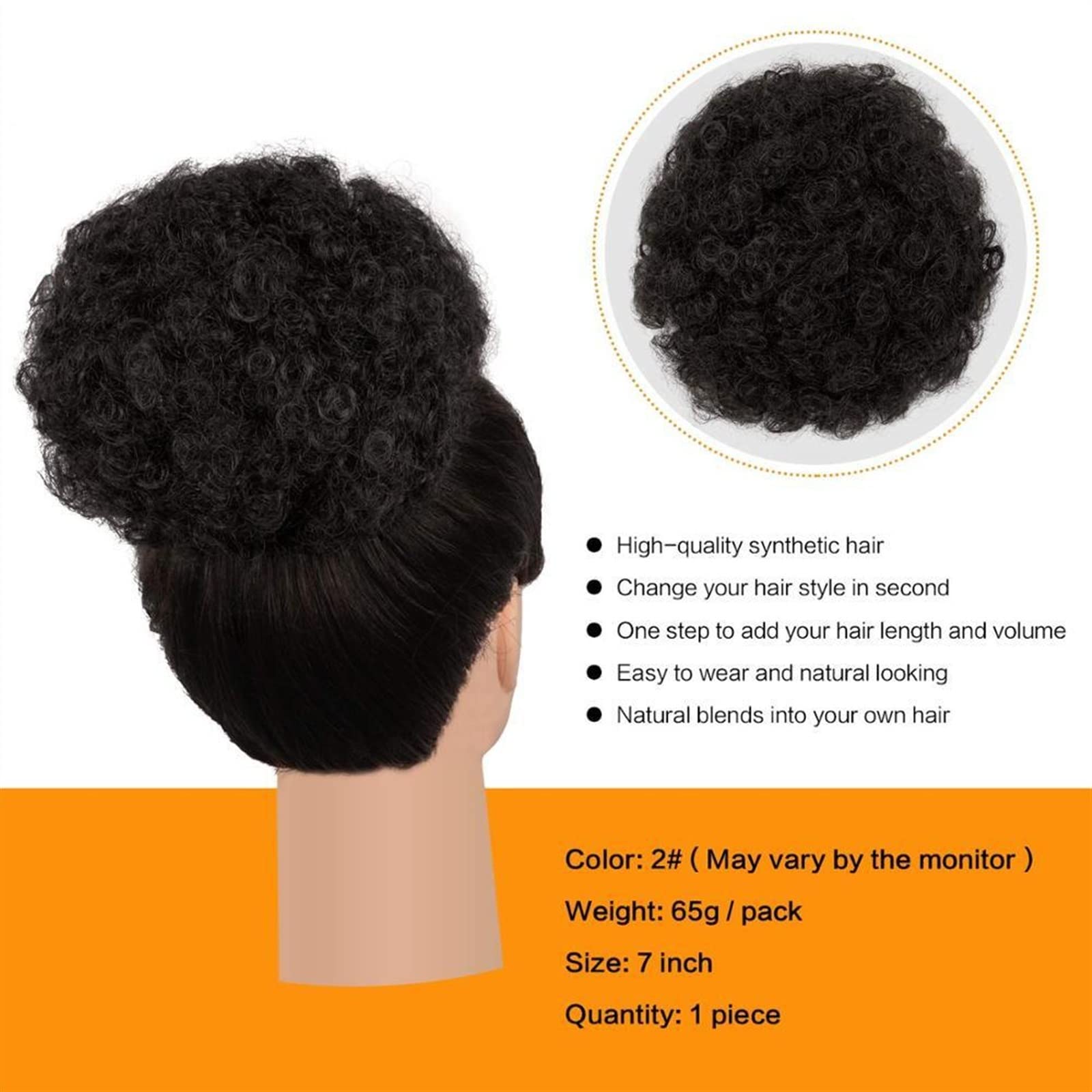 Women's Synthetic Afro Puffs Hair Bun - Drawstring Ponytail & Updo Extension for Short Curly Hair (Color: Q9 33) | Perfect for Daily Wear, Parties & Cosplay
