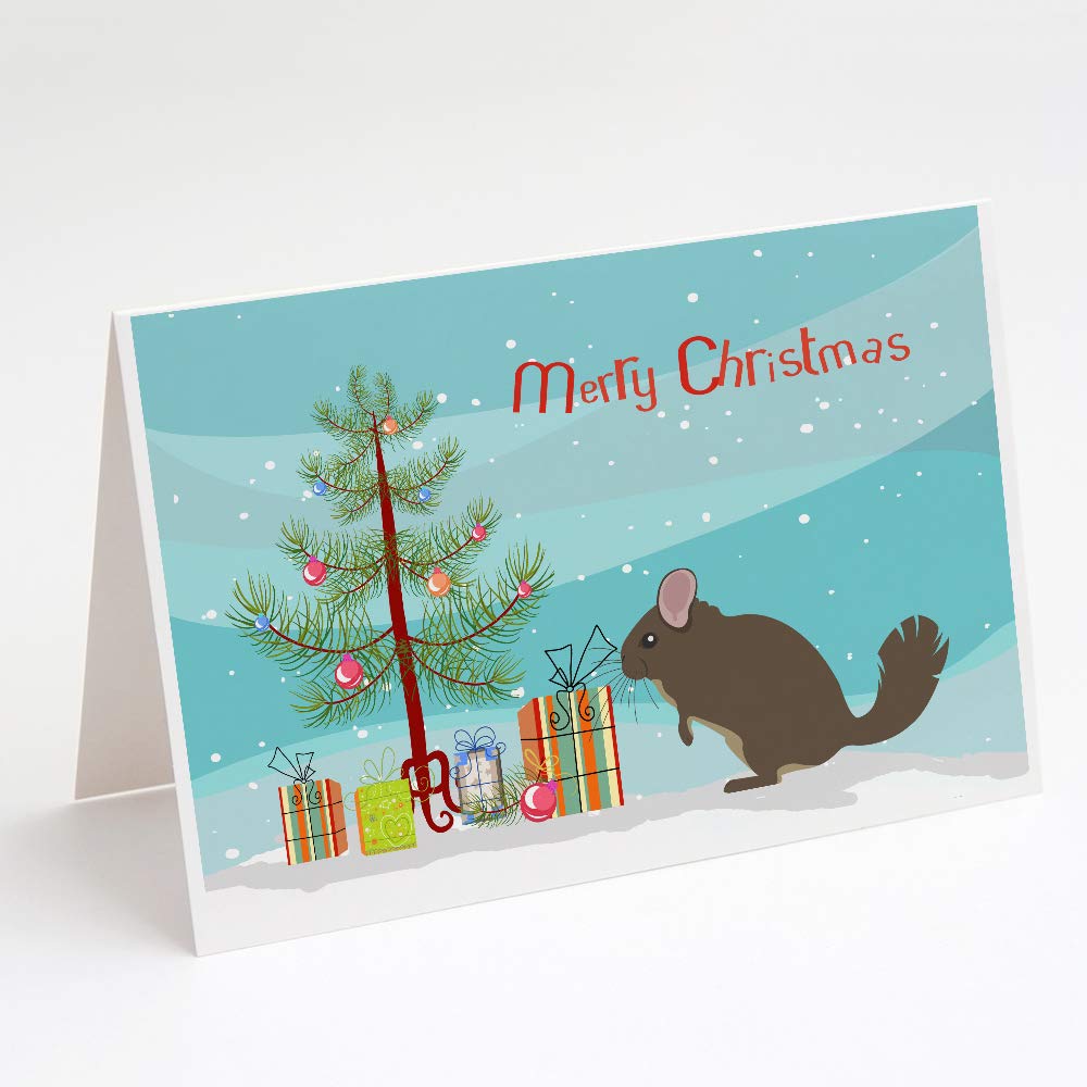 Chinchilla Christmas Greeting Cards & Envelopes Set - Pack of 8 Blank Teal A7 Note Cards (5x7 inches) | Whimsical Holiday Stationery for Christmas Wishes, Thank You Notes & Festive Correspondence