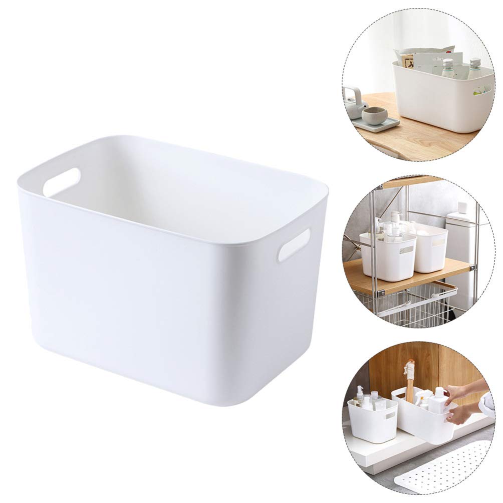 DOITOOL White Small PP Desktop Storage Basket - Makeup Organizer, Bathroom Shelf & Travel Storage Drawer for Desk, Bathtub Toys, Toiletries | Perfect for Home Office, Bathroom Organization & Travel Essentials