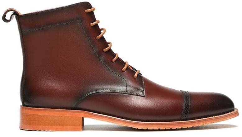 Stylish Men's Oxford Dress Boots for Business & Formal Events - Lace-Up Leather Shoes with Studded Wood & Rubber Outsole - Perfect for Office, Weddings & Professional Occasions