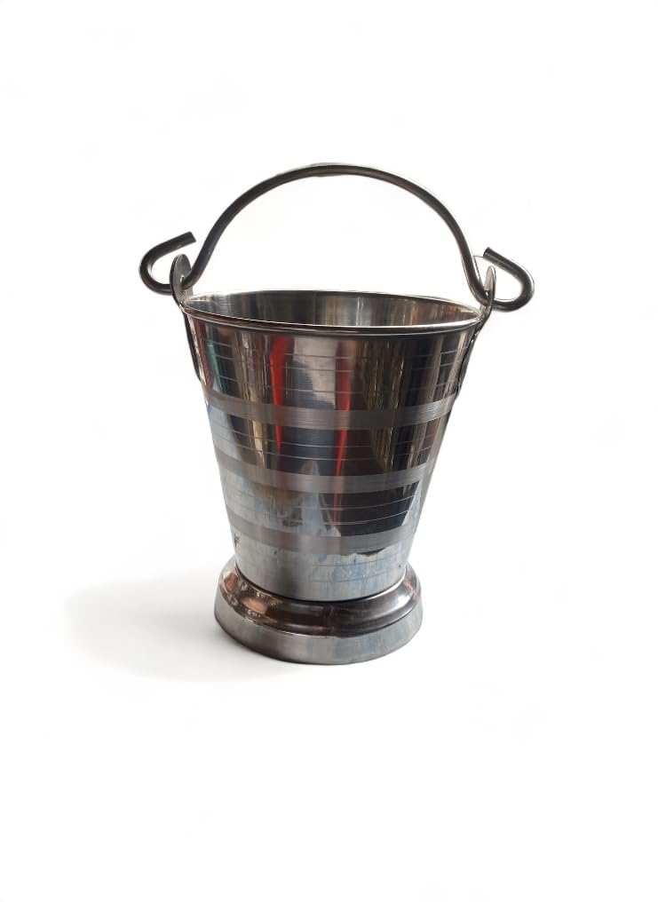 Premium 2L Stainless Steel Mini Bucket for Serving Dal, Vegetables & Pooja - Heavy Gauge Serving Dish for Home, Restaurant, Bar & Catering Use - Ideal for Indian Cuisine, Party Serving & Religious Ceremonies