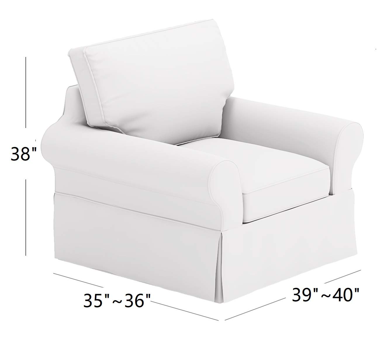 Premium Heavyweight Cotton Chair Slipcover - Replacement Cover for Pottery Barn PB Basic Chair (39.5