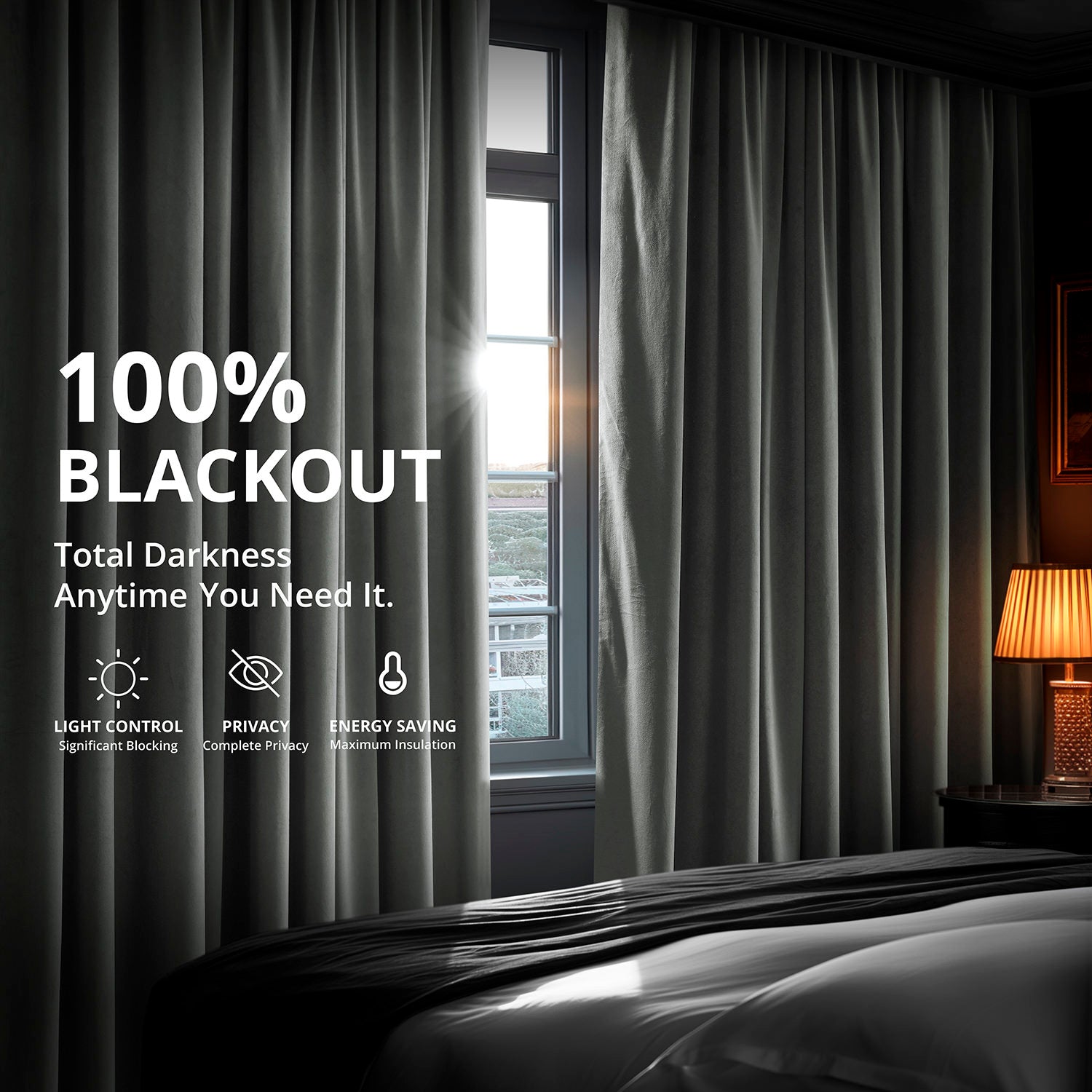 Natural Grey Signature Extra Wide Velvet Blackout Curtains for Bedroom - Thermal Insulated Noise Reducing Drapes for Living Room & Nursery