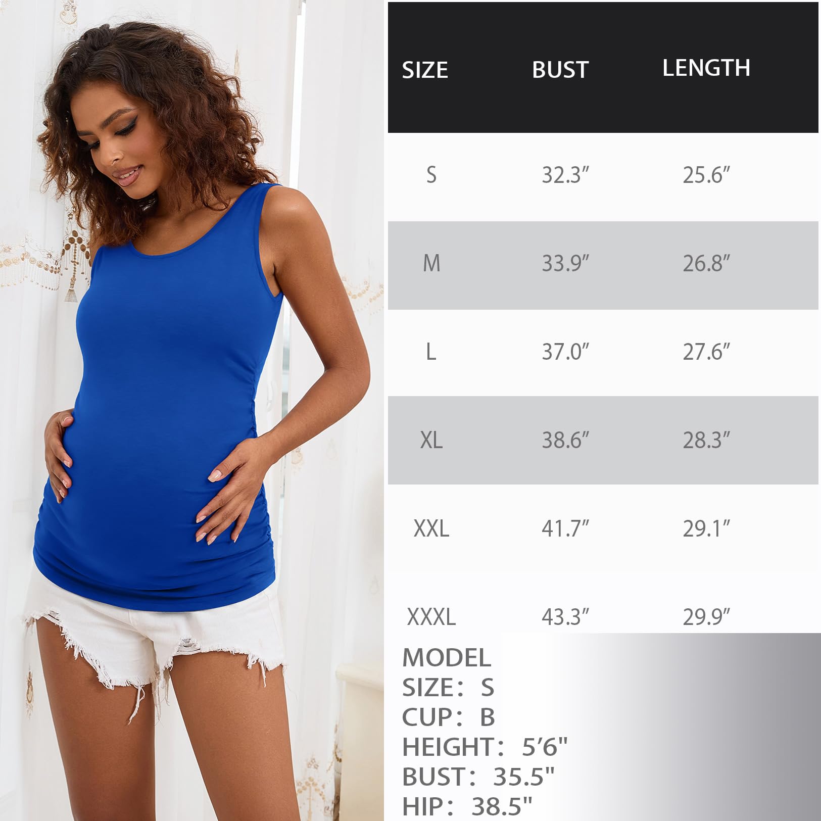 Women's Maternity Tank Tops - Ruched Sleeveless Basic Pregnancy Shirts & Nursing Tops | Comfortable Maternity Wear for Everyday Use, Summer Outfits and Breastfeeding
