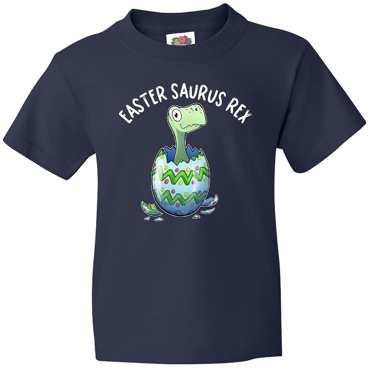 Inktastic Easter Saurus Rex Dinosaur Hatching Easter Egg Youth T-Shirt - Fun Kids Dinosaur Graphic Tee for Easter Celebrations & Egg Hunts