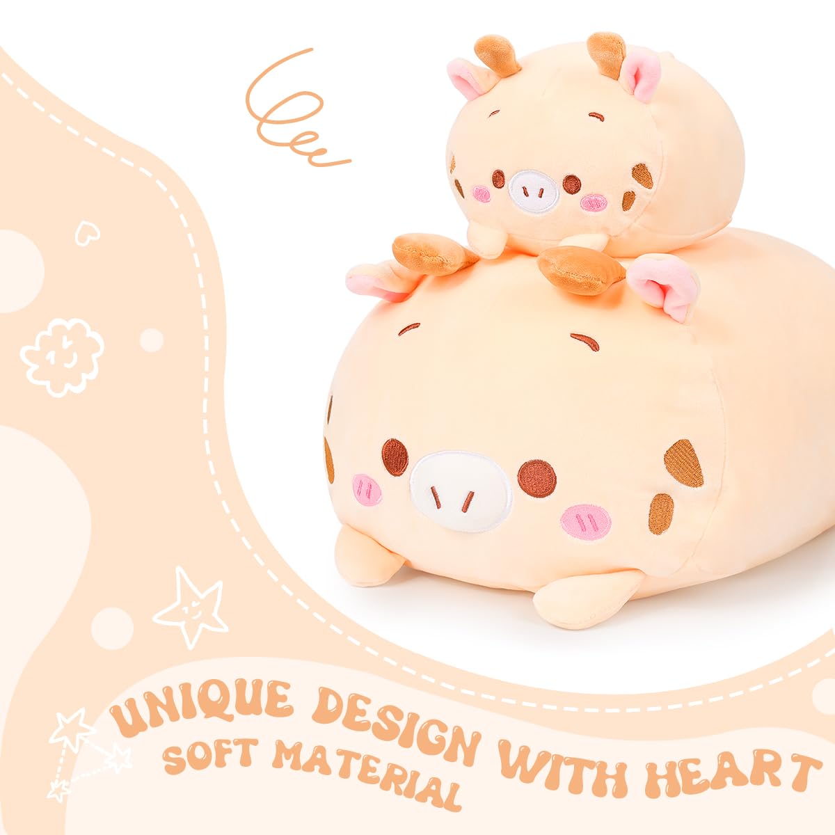 AIXINI 23.6 Inch Soft Plush Deer Stuffed Animal - Cylindrical Body Pillow for Kids & Adults | Super Cute Cartoon Hugging Toy Gift for Christmas, Birthday & Home Decor