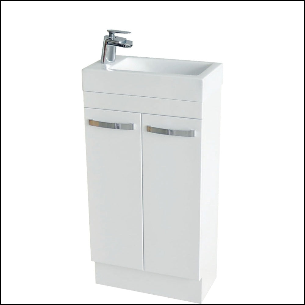 Fienza Ralph 4525KW 450mm White Bathroom Vanity Unit with Kickboard - Modern Sink Cabinet for Small Bathrooms & Powder Rooms
