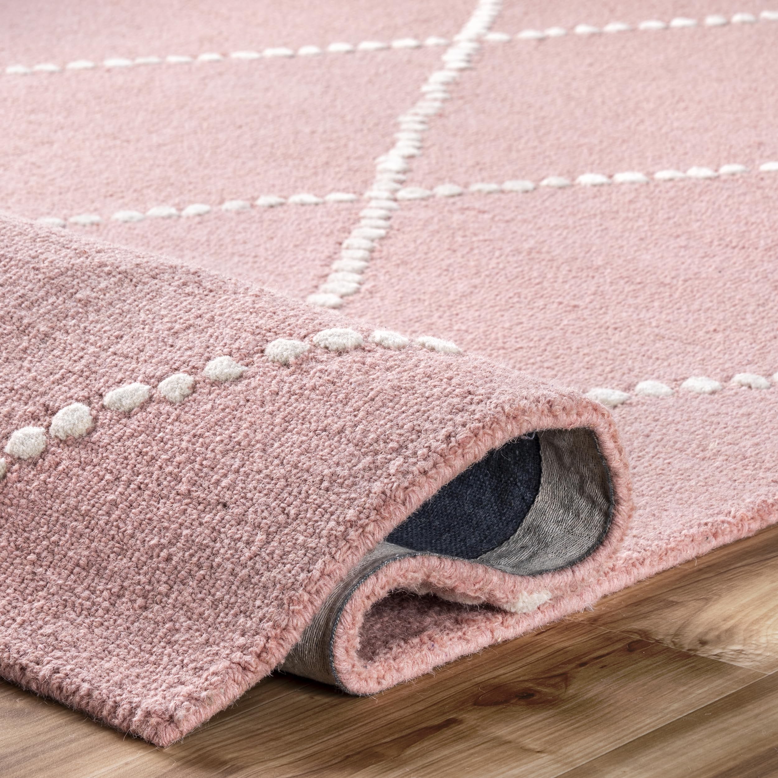 nuLOOM Hand Tufted Elvia Round Area Rug 6 Feet, Soft Baby Pink - Perfect for Nursery, Bedroom & Boho Chic Home Decor