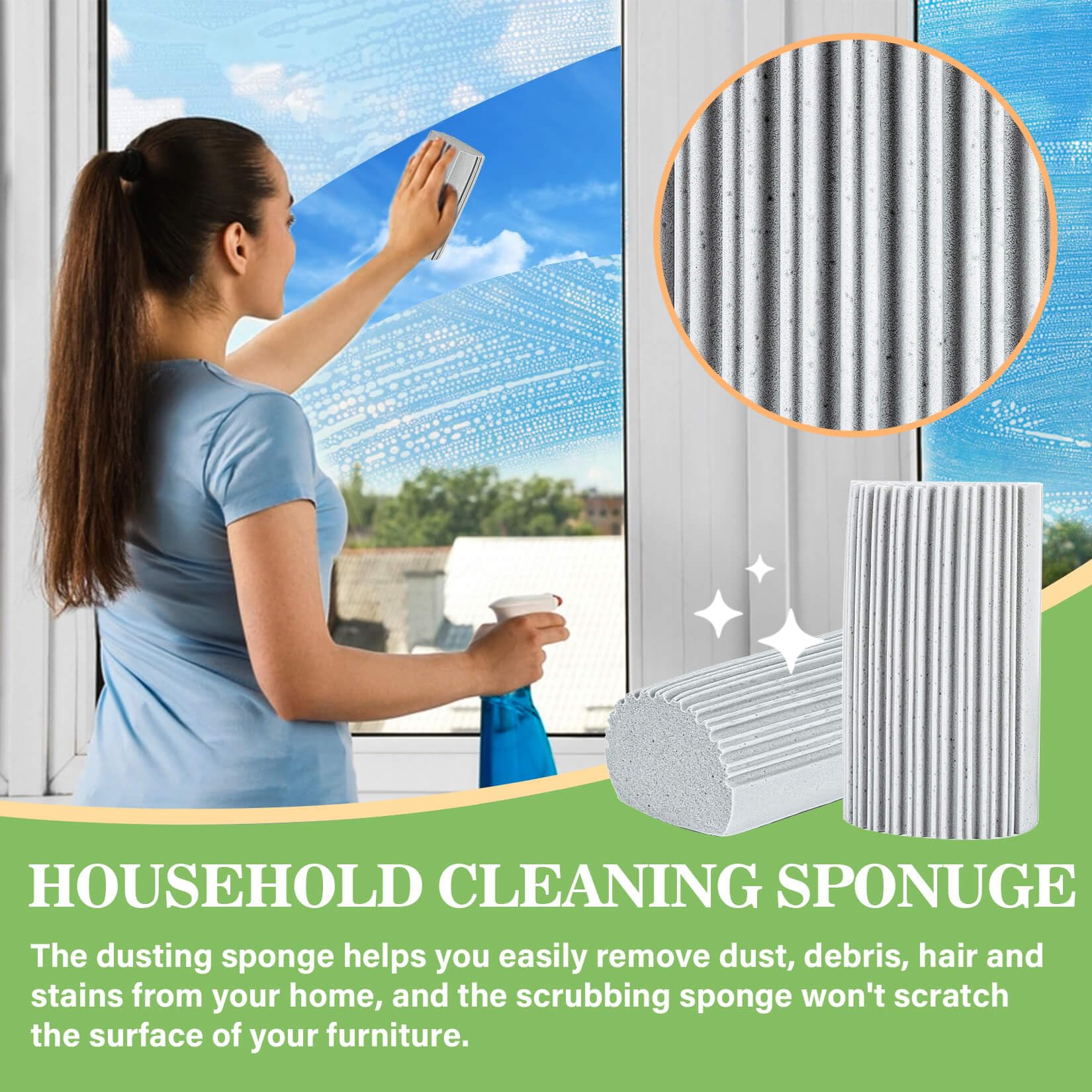 7 Pack Reusable PVA Sponges - Super Absorbent for Windows, Glass & Home Cleaning