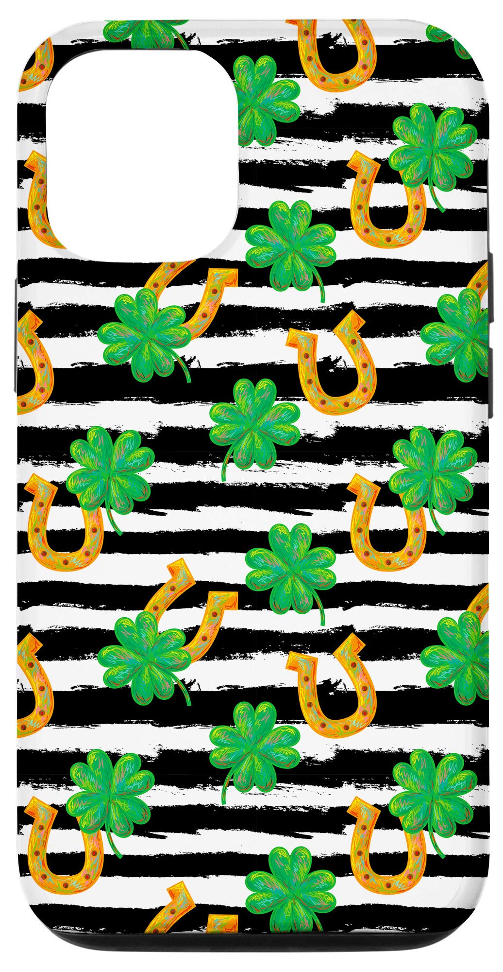 iPhone 12/12 Pro Phone Case - Four Leaf Clover & Lucky Horseshoe Design - Perfect Gift for St. Patrick's Day & Irish Heritage - Protective Cover for Everyday Use